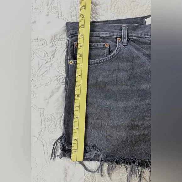 Agolde Parker Black Denim Button Fly Cutoff Shorts Size 32